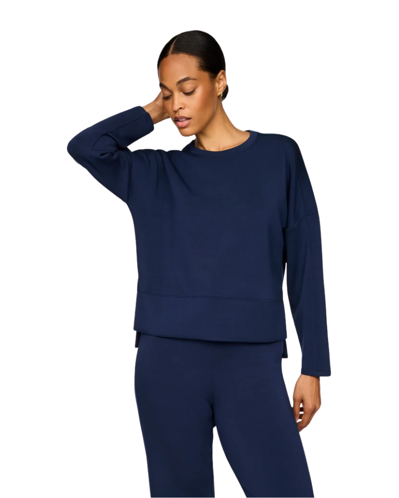 Spanx Timeless Navy AirEssentials Crewneck Long Sleeve Lounge Top