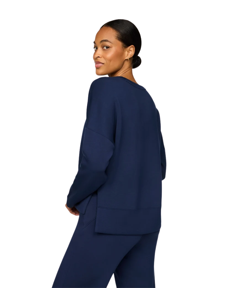 Spanx Timeless Navy AirEssentials Crewneck Long Sleeve Lounge Top
