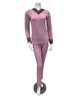 Oh! Zuza Lilac Swirl Design Lace V Neck Modal Pajamas Set
