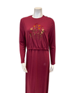 Pen-ky Wine Embroidered Flowers Modal Nursing Nightgown