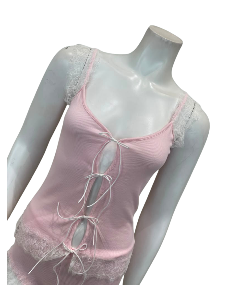 Oh! Zuza Pink Lace Cami & Shorts Set