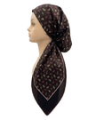 Revaz Brown Scattered Flowers Adjustable Pre-Tied Bandanna with Velvet Grip