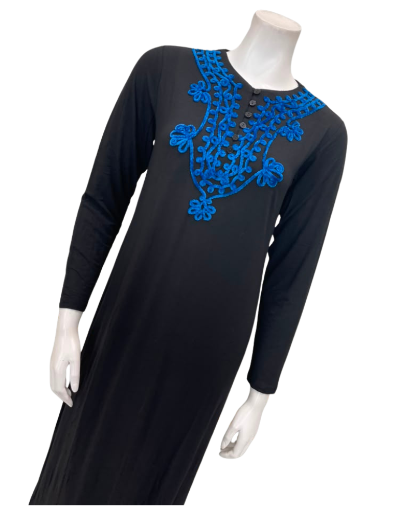 The Star Story Royal Blue Scroll Black Modal Button Down Nightgown