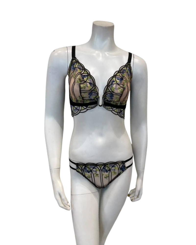 Cosabella  Black/Neon Viola Virna Bralette & Bikini Set