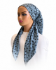 Ahead Denim Blue Fleur Mist Versatile Style Long Tails Open Back Pre-Tied Bandanna