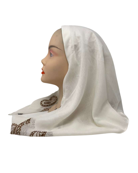 Ahead TIY3214 White Carved Corners Versatile Style Long Tails Open Back Tie Yourself Adjustable Bandanna