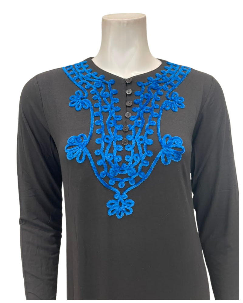The Star Story Royal Blue Scroll Black Modal Button Down Nightgown