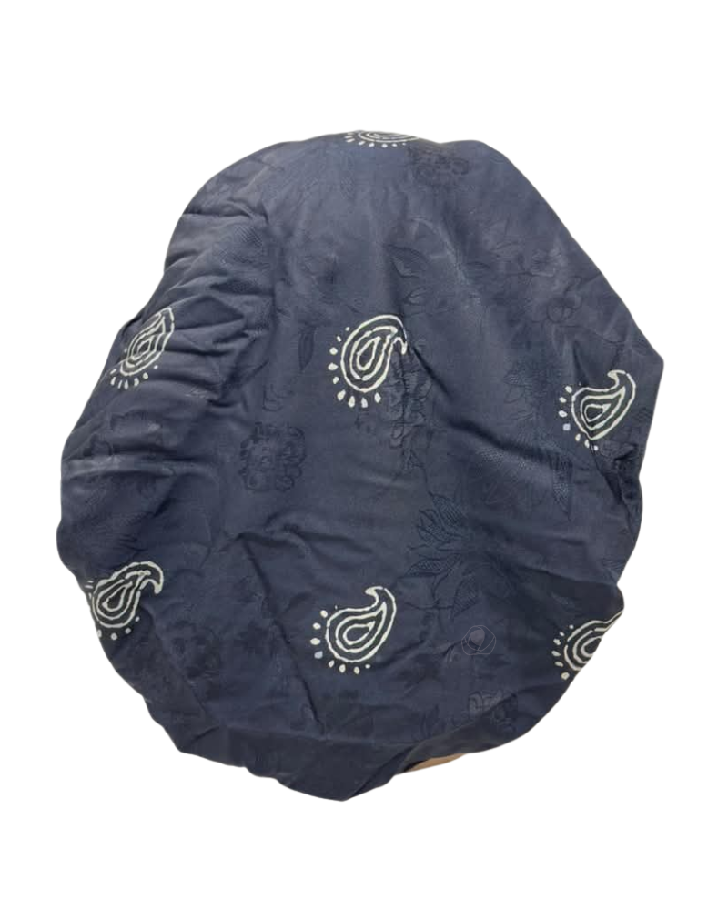 Lizi Headwear Navy Classic Paisley Silk Prints Adjustable Pre-Tied Bandanna with Velvet Grip