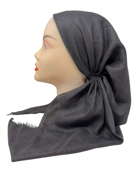 It's Younique OB-SHIM-DKCH Solid Shimmer Dark Charcoal Pre-Tied Open Back Bandanna with Velvet Grip