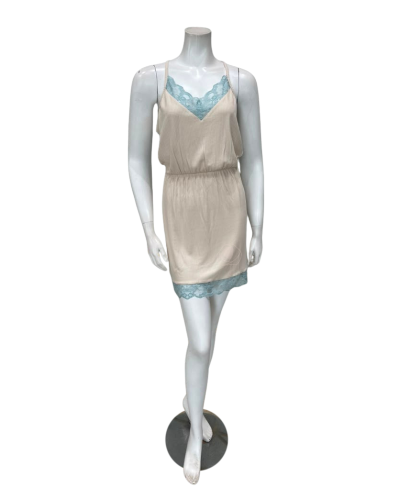 Oh! Zuza Vanilla Ribbed Lace Modal Chemise