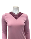 Oh! Zuza Lilac Swirl Design Lace V Neck Modal Pajamas Set