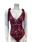 Rya Collection Dark Cherry Amour Teddy Bodysuit