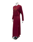 Pen-ky Wine Embroidered Flowers Modal Nursing Nightgown