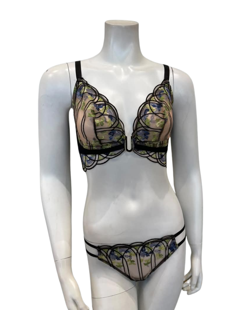 Cosabella  Black/Neon Viola Virna Bralette & Bikini Set