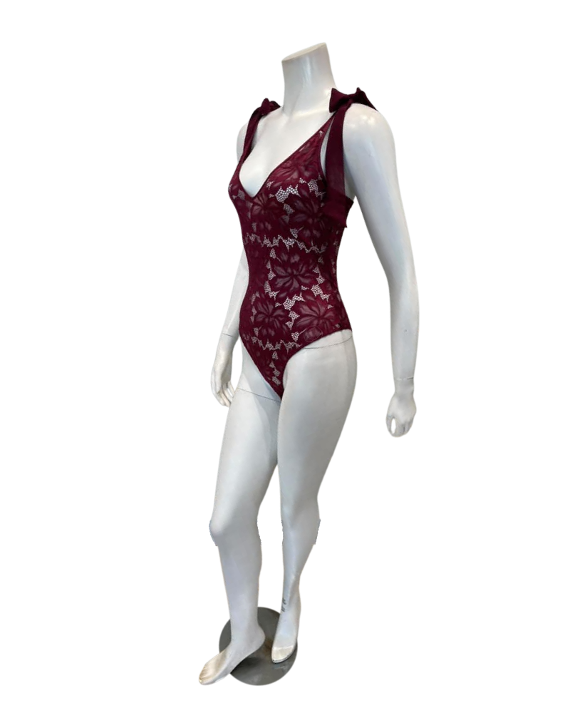 Rya Collection Dark Cherry Amour Teddy Bodysuit