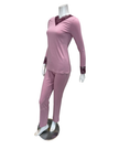Oh! Zuza Lilac Swirl Design Lace V Neck Modal Pajamas Set