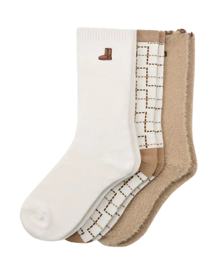 UGG Boot/Plaid/Sand UGG Classic Crew Socks 3 Pk Set