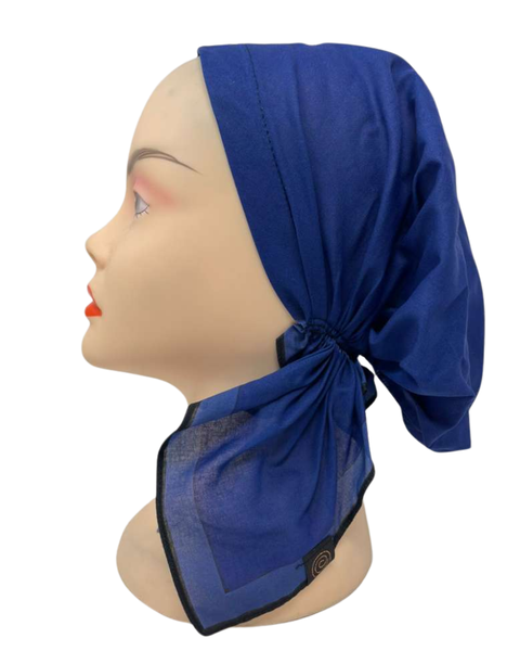 Cherie HB-173NY Navy Border Short Tails Pre-Tied Bandanna