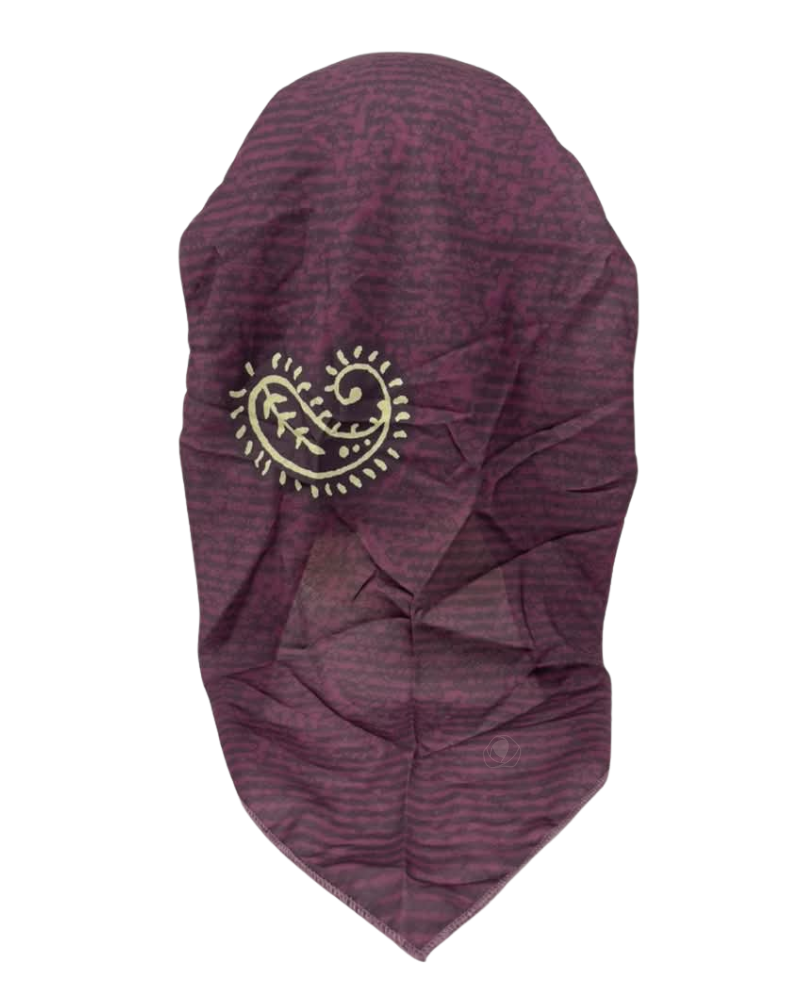 Lizi Headwear Wine Paisley Open Back Adjustable Pre-Tied Bandanna with Velvet Grip
