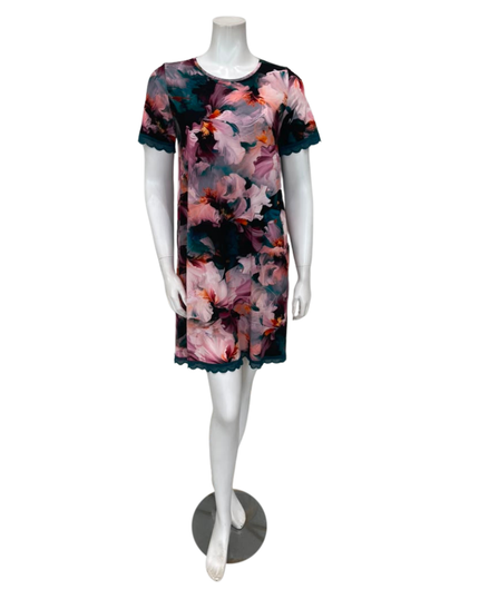 Oh! Zuza Deep Green Floral Short Sleeve Pull On Modal Nightshirt