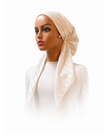 Ahead White Pearlsoft Versatile Style Long Tails Open Back Pre-Tied Bandanna