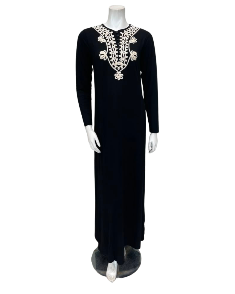 The Star Story Ivory Scroll Black Modal Button Down Nightgown
