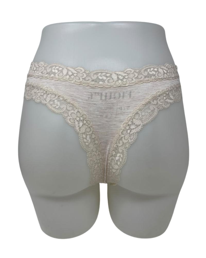 Fleur't Honey Oat Iconic Modal Lace Trim Thong