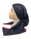 It's Younique OB-LOGO-PK Pink Logo Design Black Pre-Tied Open Back Bandanna with Velvet Grip