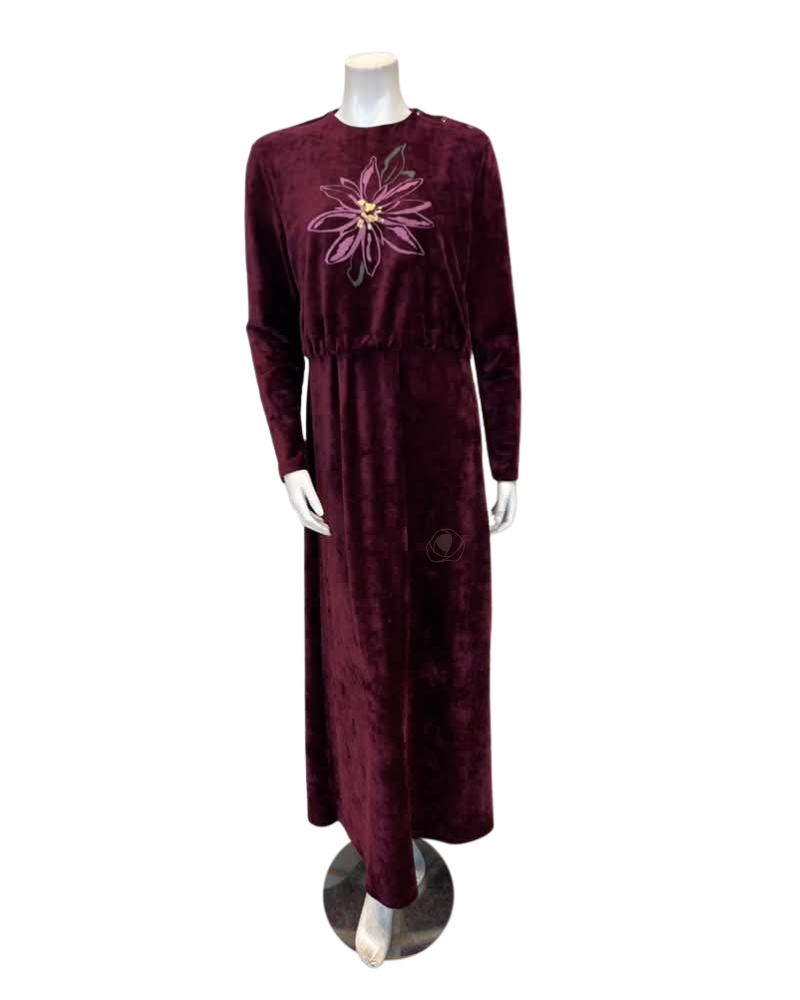 Pen-ky Pink Lilly Bordeaux Velour Nursing Nightgown