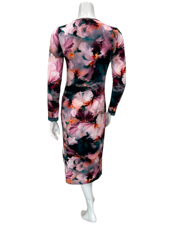 Oh! Zuza Deep Green Floral Long Sleeve Modal Button Down Nightshirt
