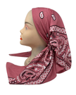 It's Younique Mauve Paisley Bandanna Print Pre-Tied Open Back Bandanna with Velvet Grip