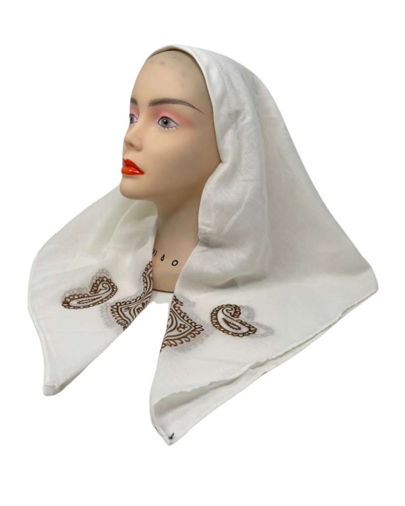 Ahead White Carved Corners Versatile Style Long Tails Open Back Tie Yourself Adjustable Bandanna