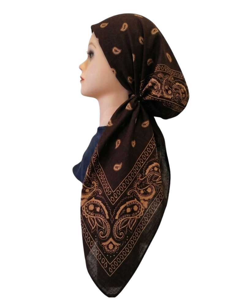 Revaz Brown Bandana Print Adjustable Pre-Tied Bandanna with Velvet Grip