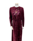 Pen-ky Pink Lilly Bordeaux Velour Nursing Nightgown