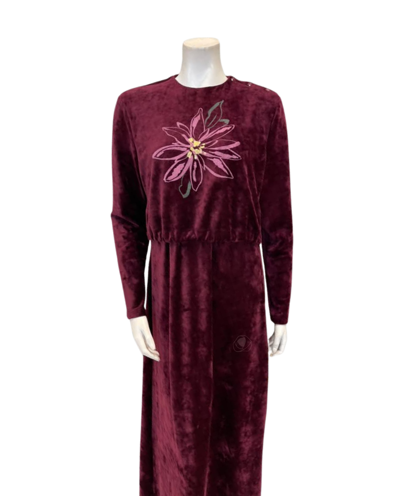 Pen-ky Pink Lilly Bordeaux Velour Nursing Nightgown