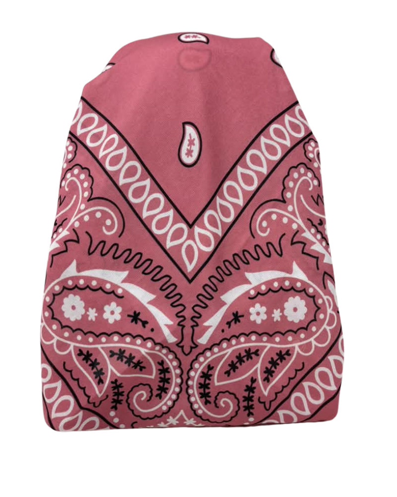 It's Younique Mauve Paisley Bandanna Print Pre-Tied Open Back Bandanna with Velvet Grip