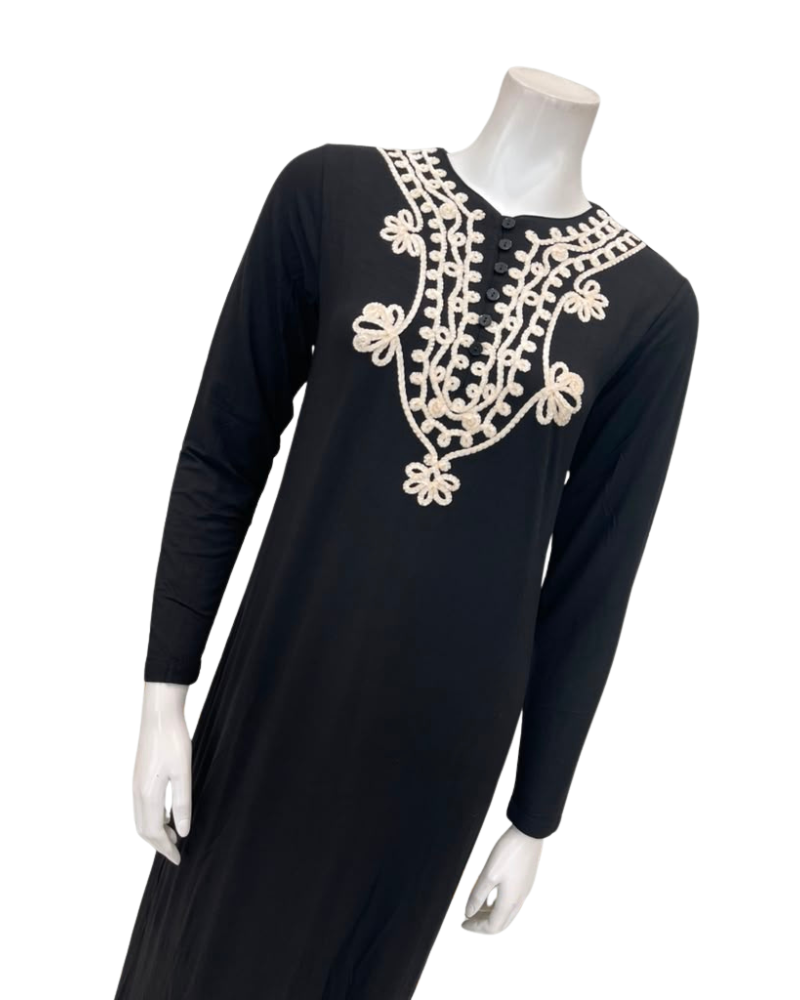 The Star Story Ivory Scroll Black Modal Button Down Nightgown