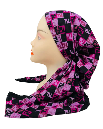 Cherie Small Multi F Design Adjustable Closed Back Pre-Tied Bandanna