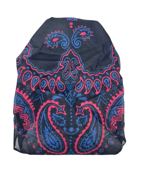 Ahead Black Multi Filigree Versatile Short Tails Adjustable Open Back Pre-Tied Bandanna