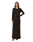 Ellwi Black with Multi Printed Flower Cotton Nursing Nightgown