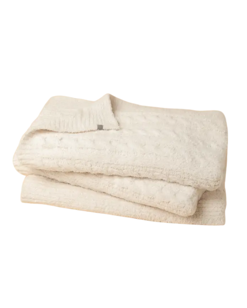 Softies Almond Ultra Soft Cable Knit Throw