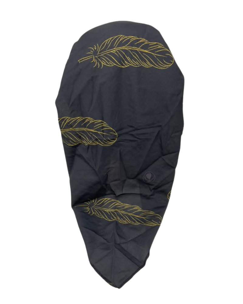 Lizi Headwear IB-OB-BX-26623 Golden Feather Open Back Adjustable Pre-Tied Bandanna with Velvet Grip