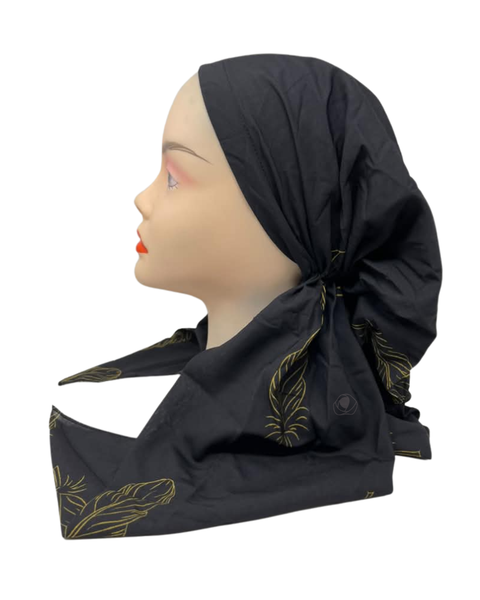 Lizi Headwear IB-OB-BX-26623 Golden Feather Open Back Adjustable Pre-Tied Bandanna with Velvet Grip