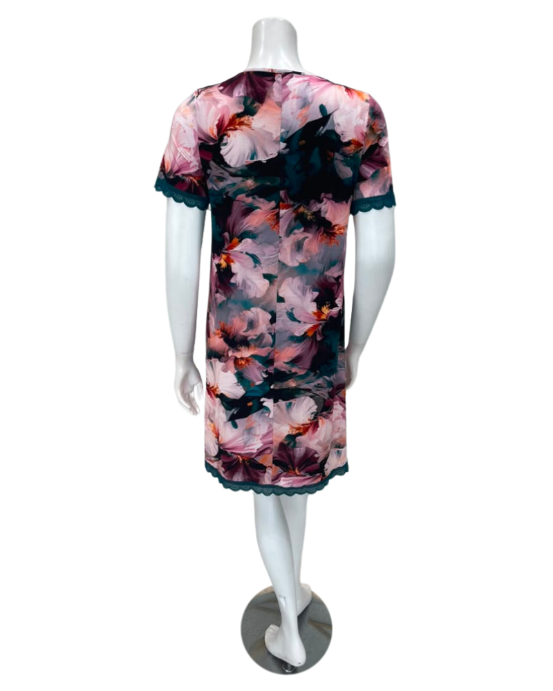 Oh! Zuza Deep Green Floral Short Sleeve Pull On Modal Nightshirt