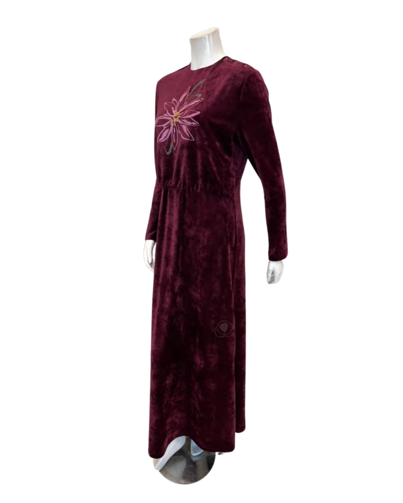 Pen-ky Pink Lilly Bordeaux Velour Nursing Nightgown