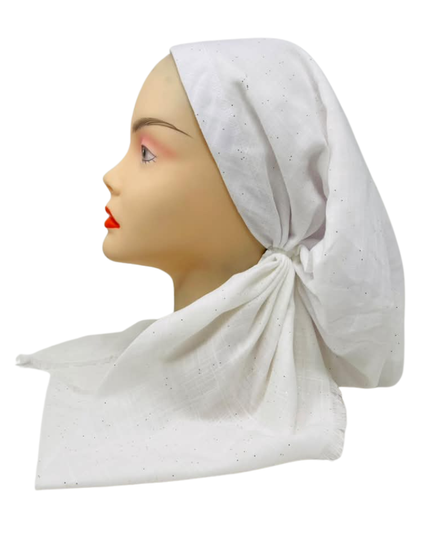 Cherie White/Gold Lined Adjustable Pre-Tied Open Back Bandanna