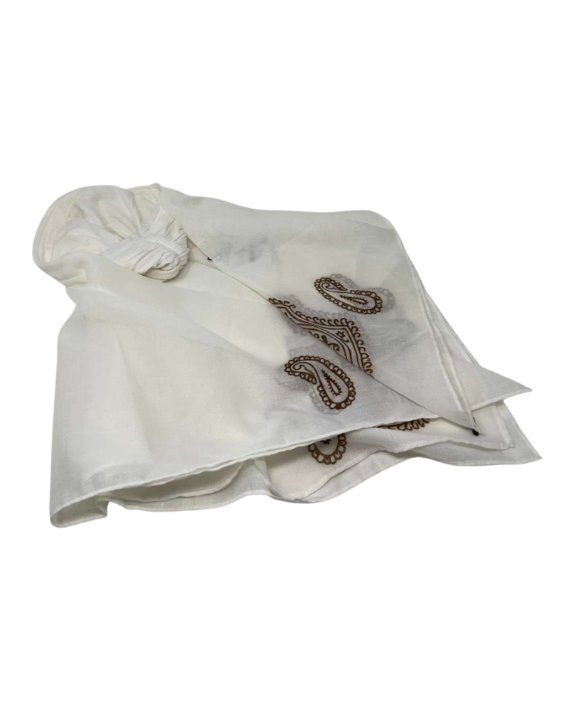 Ahead White Carved Corners Versatile Style Long Tails Open Back Tie Yourself Adjustable Bandanna