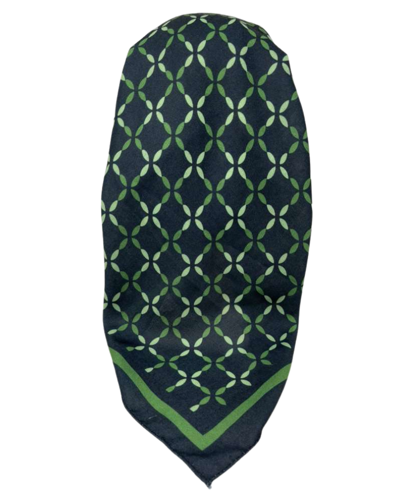 It's Younique Green Leaves Design Pre-Tied Open Back Bandanna with Velvet Grip