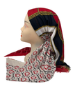 It's Younique OB-DES-RD Red/White Designer Inspired Pre-Tied Open Back Bandanna with Velvet Grip