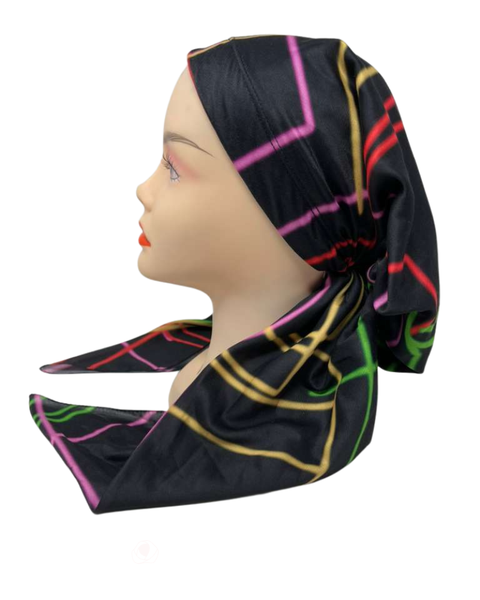 It's Younique PP-STR-NEO Neon Multi Stripes Pre-Tied Bandanna with Velvet Grip Myselflingerie.com